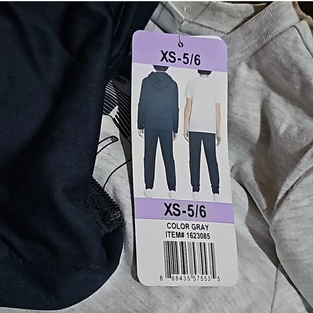 Puma Boys 3-Piece Tech Fleece Hoodie, Tee & Jogger Set, Navy/Gray XS 5/6